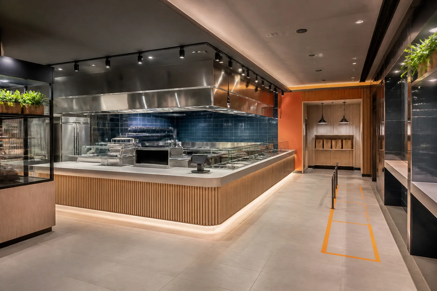 Format fast casual con bancone operativo e flussi separati