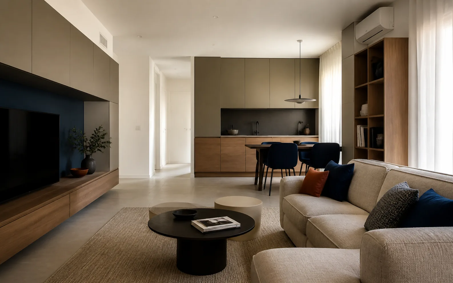 Living contemporaneo di un appartamento ristrutturato